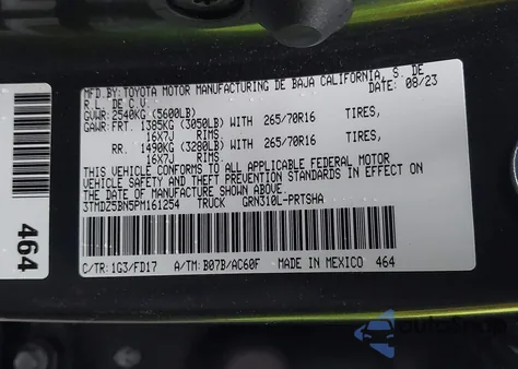 2023 Toyota Tacoma Trd Off Road z USA, uszkodzony, nr VIN 3TMDZ5BN5PM161254